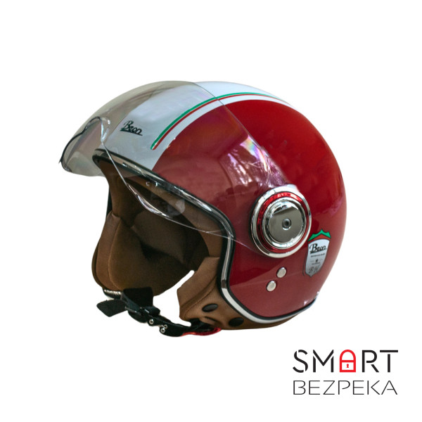 Мотошолом відкритий Beon B-110B Ferrari SHINY RED/WHITE (глянець червоний/білий), розмір XL