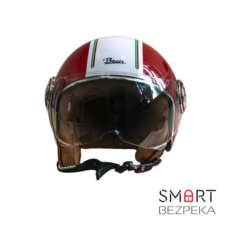 Мотошолом відкритий Beon B-110B Ferrari SHINY RED/WHITE (глянець червоний/білий), розмір XL