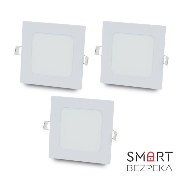 Комплект із 3-х світильників світлодіодних LIGHTWELL LW-SQ-RCD-9 9 W квадрат, вбудований