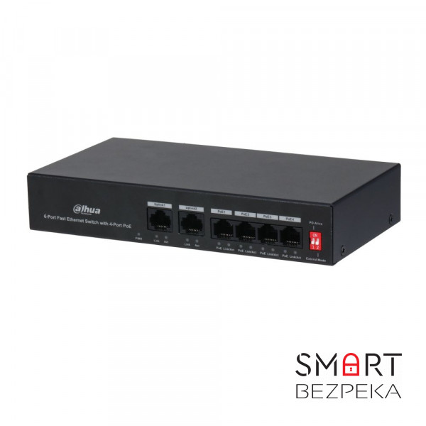 Некерований PoE-коммутатор Dahua PFS3006-4ET-36 з 4 портами PoE