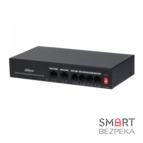 Неуправляемый PoE-коммутатор Dahua PFS3006-4ET-36 с 4 портами PoE