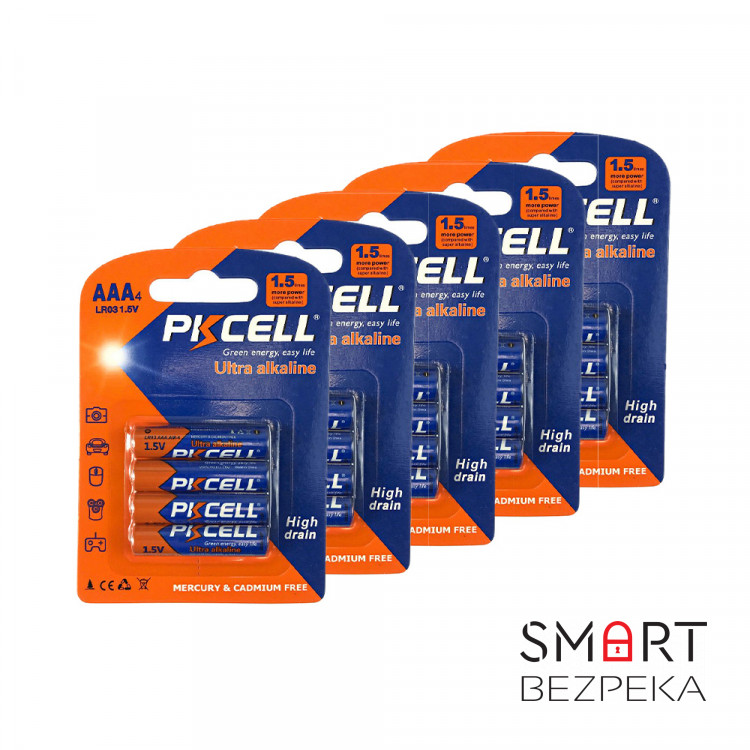Комплект из 20 батареек PKCELL Ultra Alkaline AAA LR03 1.5V по 4шт./блистер