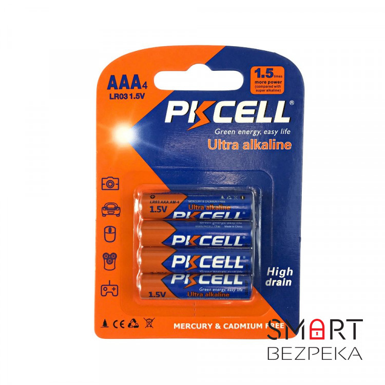 Комплект из 20 батареек PKCELL Ultra Alkaline AAA LR03 1.5V по 4шт./блистер