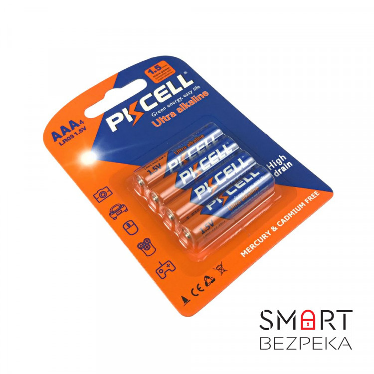 Комплект из 20 батареек PKCELL Ultra Alkaline AAA LR03 1.5V по 4шт./блистер