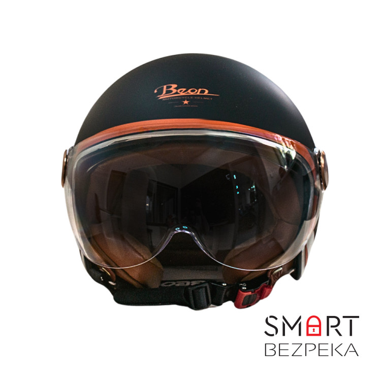 Мотошолом відкритий Beon B-120 31-kangaroo MATT BLACK/KANGAROO (матовий чорний/кенгуру), розмір L