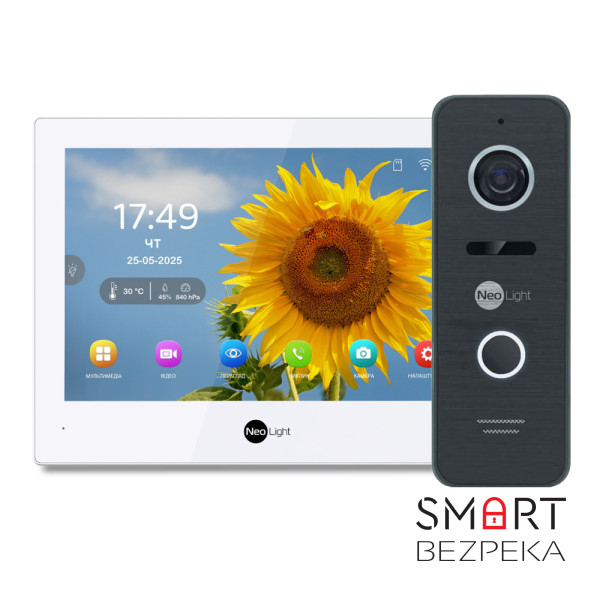 Комплект Neolight ALPHA Hybrid HD KIT Black: гібридний відеодомофон 8" з Wi-Fi та 2 Мп відеопанель