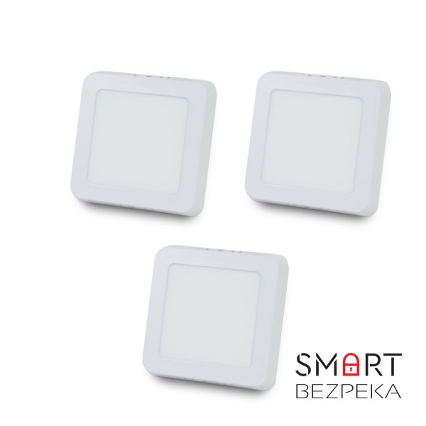 Комплект із 3-х світильників світлодіодних LIGHTWELL LW-SQ-SRF-6 6 W квадрат, накладний