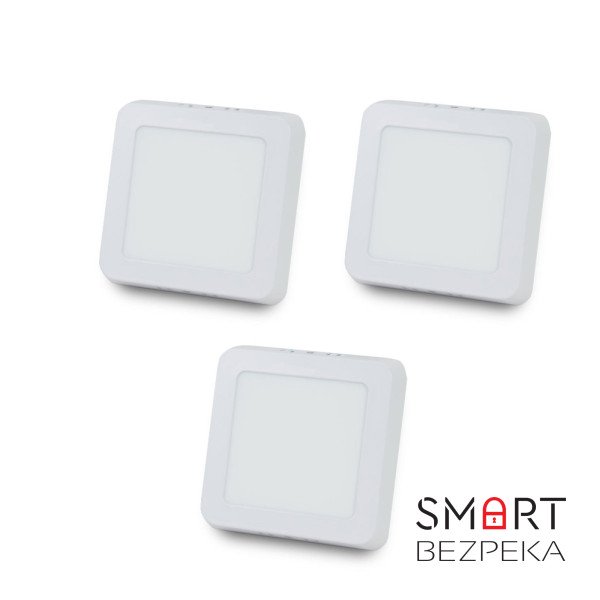 Комплект із 3-х світильників світлодіодних LIGHTWELL LW-SQ-SRF-6 6 W квадрат, накладний
