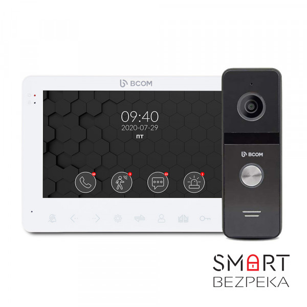 Комплект відеодомофону BCOM BD-780FHD White Kit: відеодомофон 7" і відеопанель