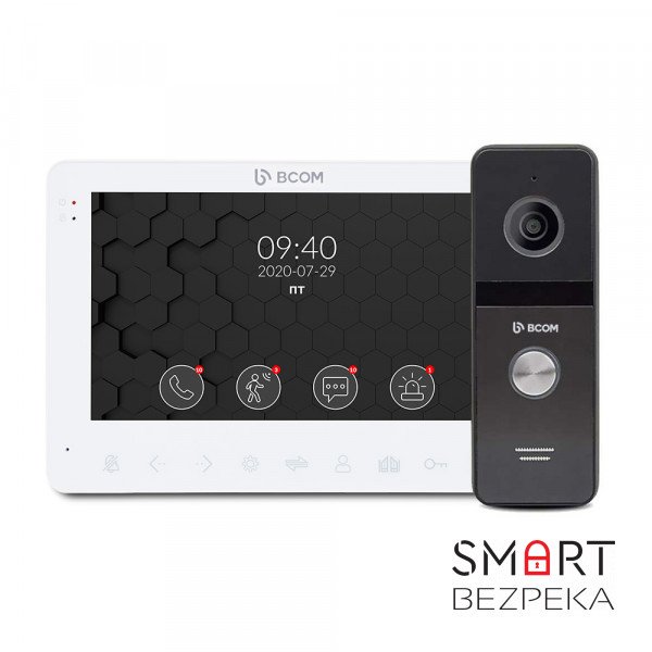 Комплект відеодомофону BCOM BD-780FHD White Kit: відеодомофон 7" і відеопанель