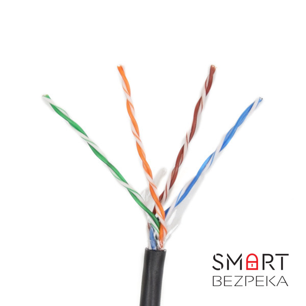 Комплект: UTP 4*2*0.5-CU PE кат.5е (UTP мідь зовнішній) бухта 305м + Гофротруба 220 TM Professional D 32 мм (25 м) чорний + Кліпса для гофри 32 мм (50 шт/уп) чорна