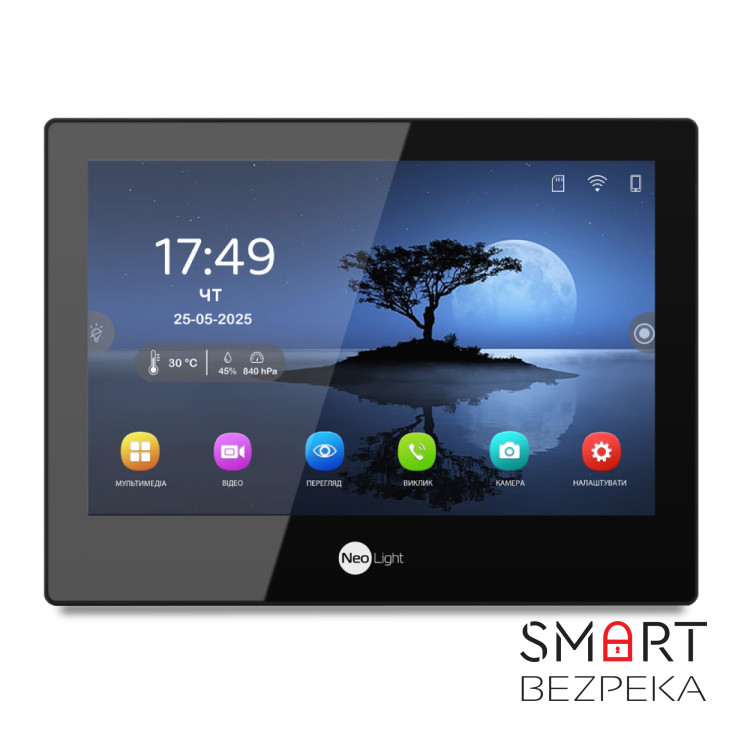 Комплект Neolight ALPHA Hybrid HD KIT B/Black: гібридний відеодомофон 8" з Wi-Fi та 2 Мп відеопанель