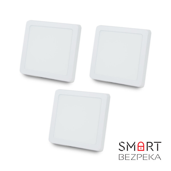 Комплект із 3-х світильників світлодіодних LIGHTWELL LW-SQ-SRF-12 12 W квадрат, накладний