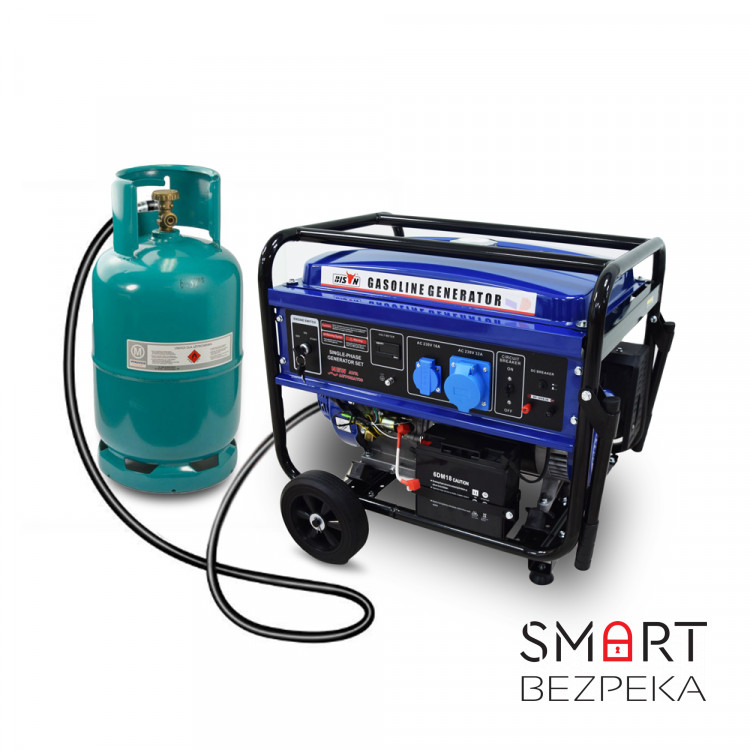 Бензиновый + газовый генератор BISON BS6500LE максимальна мощность 5 кВт / 5.5 кВт