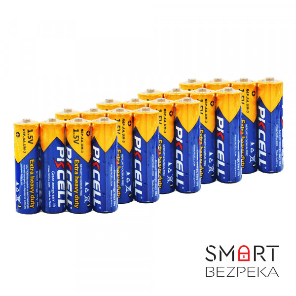Комплект з 20 батарейок PKCELL Extra Heavy Duty AA R6P 1.5V по 4шт./плівка