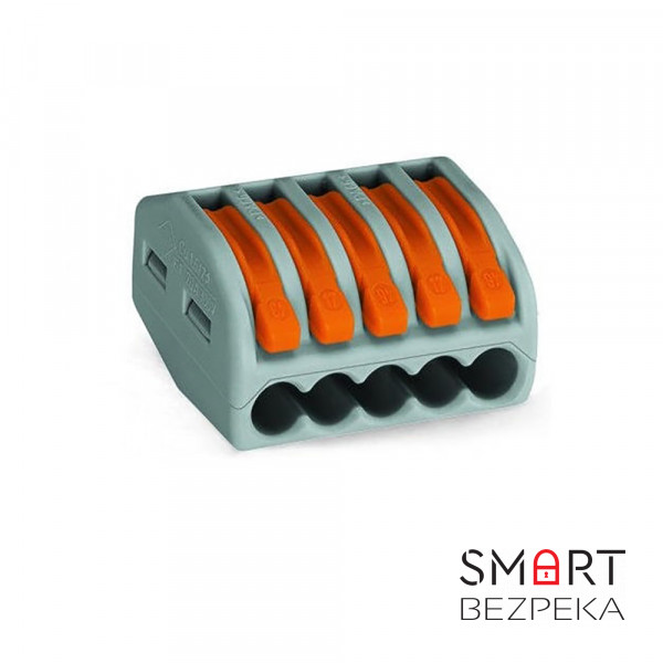 Клема швидкого монтажу з важелями на 5 дротів 222-415