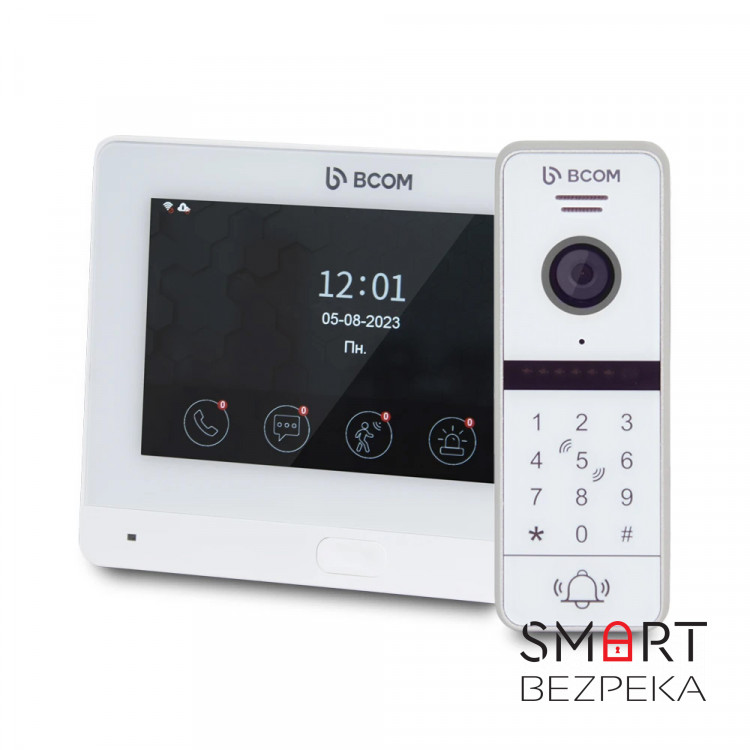 Комплект Wi-Fi видеодомофона 7" BCOM BD-760FHD/T White с поддержкой Tuya Smart + BT-400HD-AC White