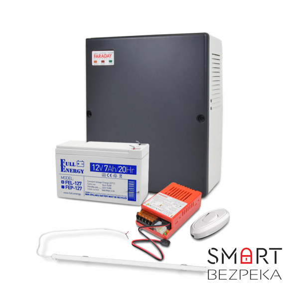 Бокс пластиковий PLB 7-9 А·год + Світильник LED лінійний 1500 мм 22 Вт 6500K + БП UPS 35W Smart ASCH PL + FEL-127 + Перемикач світла e.switch wires 6A white