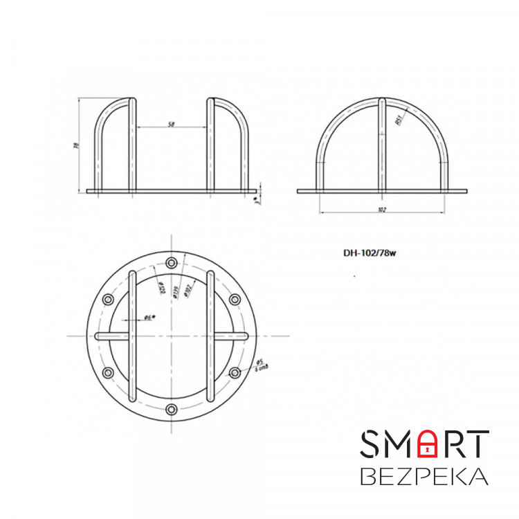 Захисний антивандальний кожух DH-102/78b для купольних камер