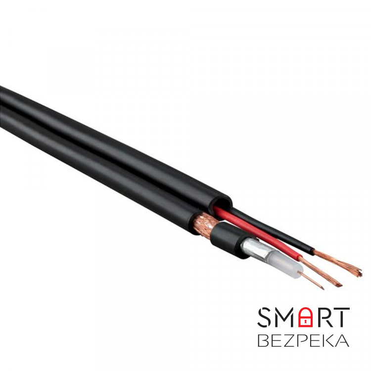 Кабель коаксіальний RG-59-CU+2x0,5 PE EUROSAT, зовнішній комбінований, бухта 305 м