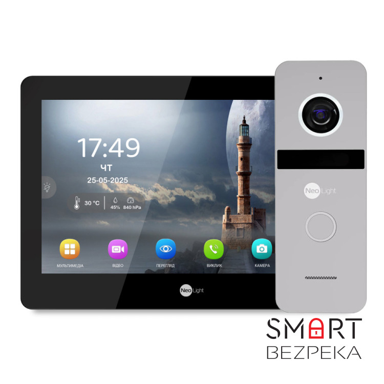 Комплект Neolight MEZZO Hybrid HD KIT B/Silver: гибридный видеодомофон 10.1" с Wi-Fi и 2 Мп видеопанель