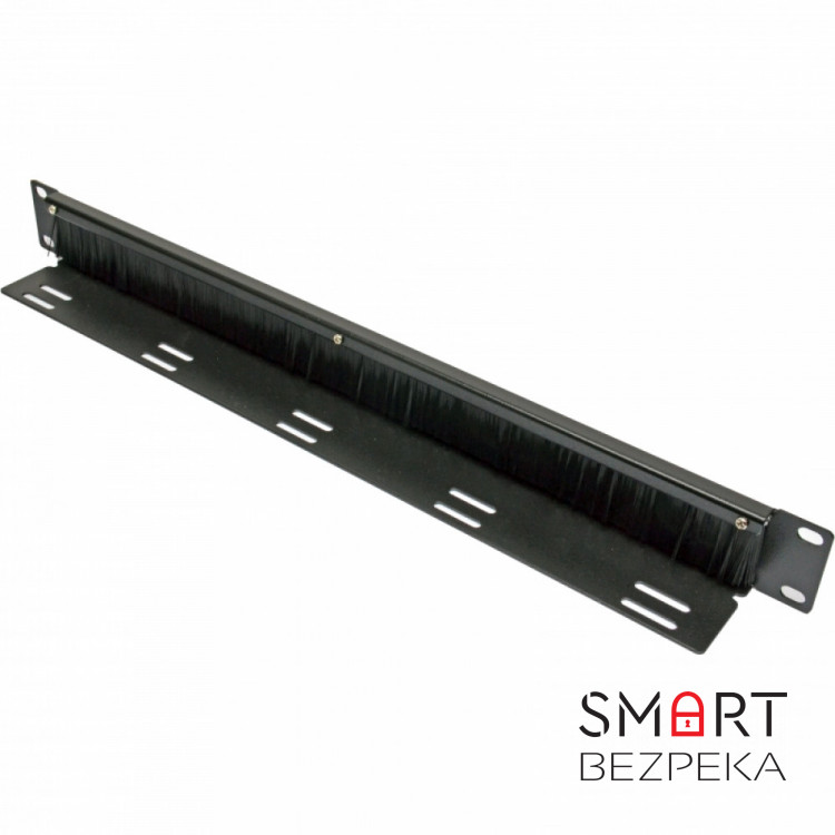 Кабельный организатор CMS 1U со щеткой, с кабельной поддержкой, черный