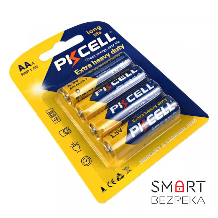Комплект з 20 батарейок PKCELL Extra Heavy Duty AA R6P 1.5V по 4шт/блістер