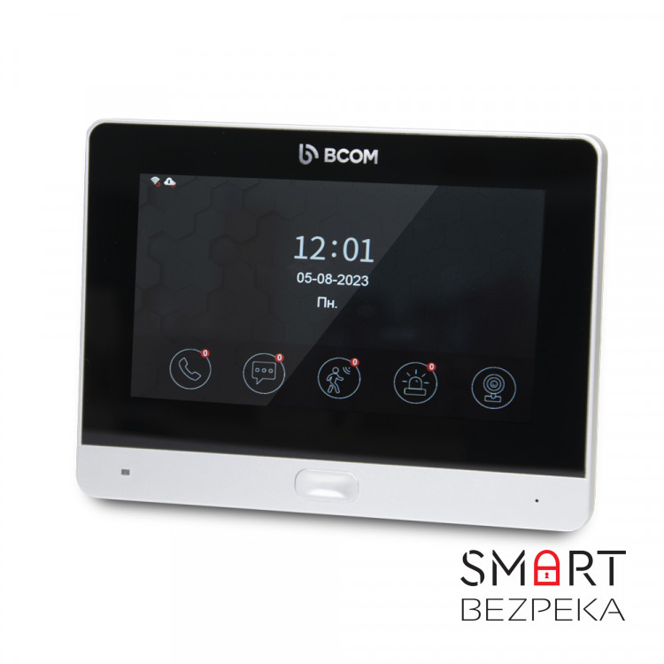 Комплект Wi-Fi видеодомофона 7" BCOM BD-760FHD/T Silver с поддержкой Tuya Smart + BT-400FHD Silver