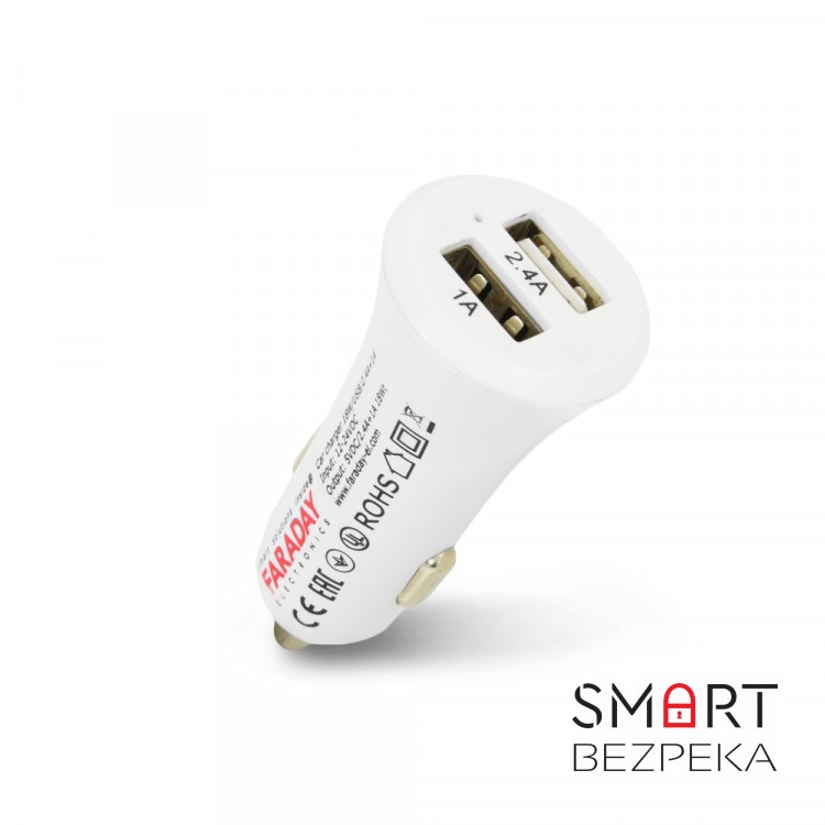 Автомобильное зарядное устройство Faraday Electronics 18W/USB/2.4A +1 A car с 2 USB выходами 2.4А и 1А