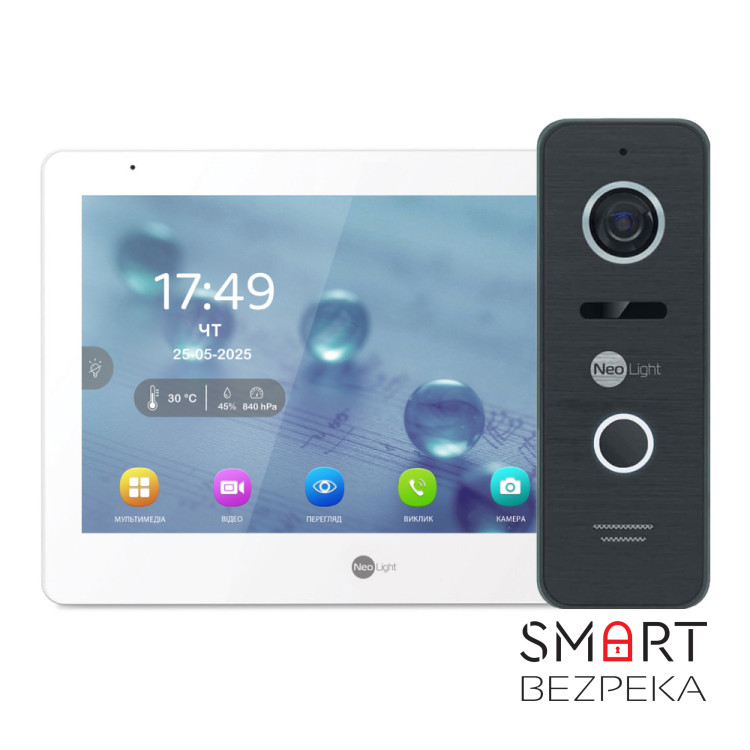 Комплект Neolight MEZZO Hybrid HD KIT Black: гібридний відеодомофон 10.1" з Wi-Fi та 2 Мп відеопанель