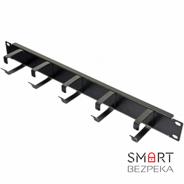 Кабельний організатор CMS 1U з 5 металевими кільцями, чорний