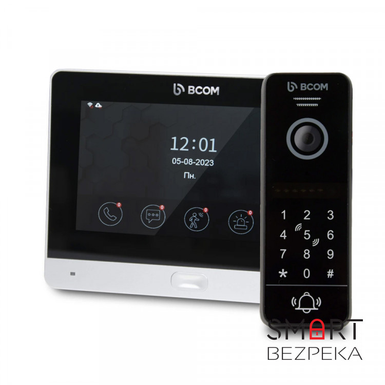 Комплект Wi-Fi видеодомофона 7" BCOM BD-760FHD/T Silver с поддержкой Tuya Smart + BT-400HD-AC Black