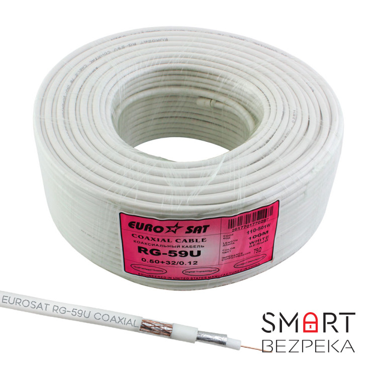 Коаксіальний кабель RG-59 EUROSAT 3C2V-/32CCa білий 100м