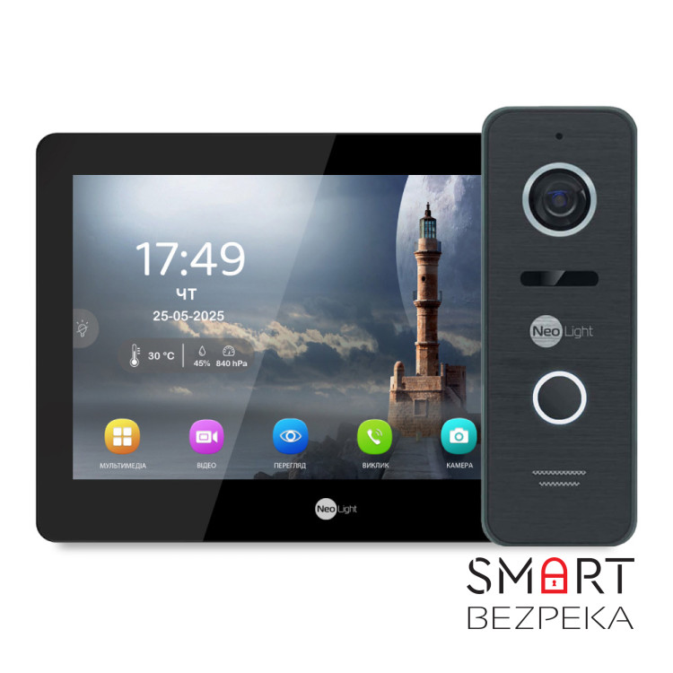 Комплект Neolight MEZZO Hybrid HD KIT B/Black: гібридний відеодомофон 10.1" з Wi-Fi та 2 Мп відеопанель