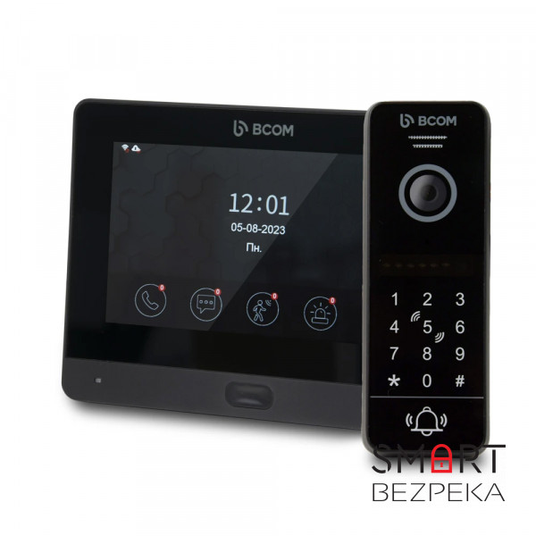 Комплект Wi-Fi видеодомофона 7" BCOM BD-760FHD/T Black с поддержкой Tuya Smart + BT-400HD-AC Black