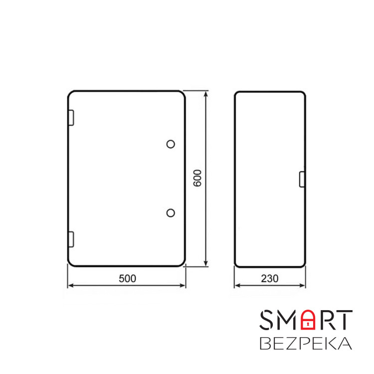 Щит ERKA 025 500 x 600 x 230 мм з монтажною панеллю і опаловими дверцятами