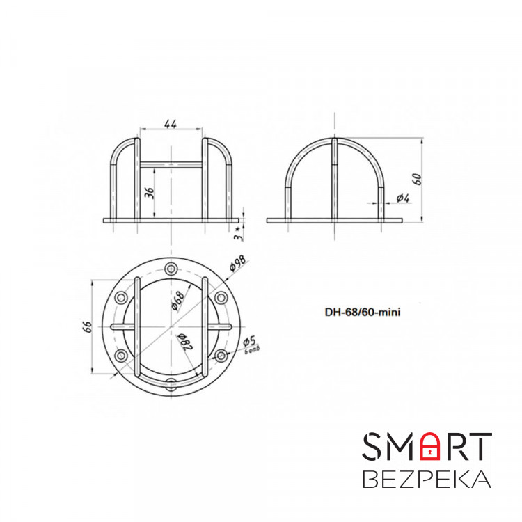 Захисний антивандальний кожух DH-68/60w-mini для купольних камер