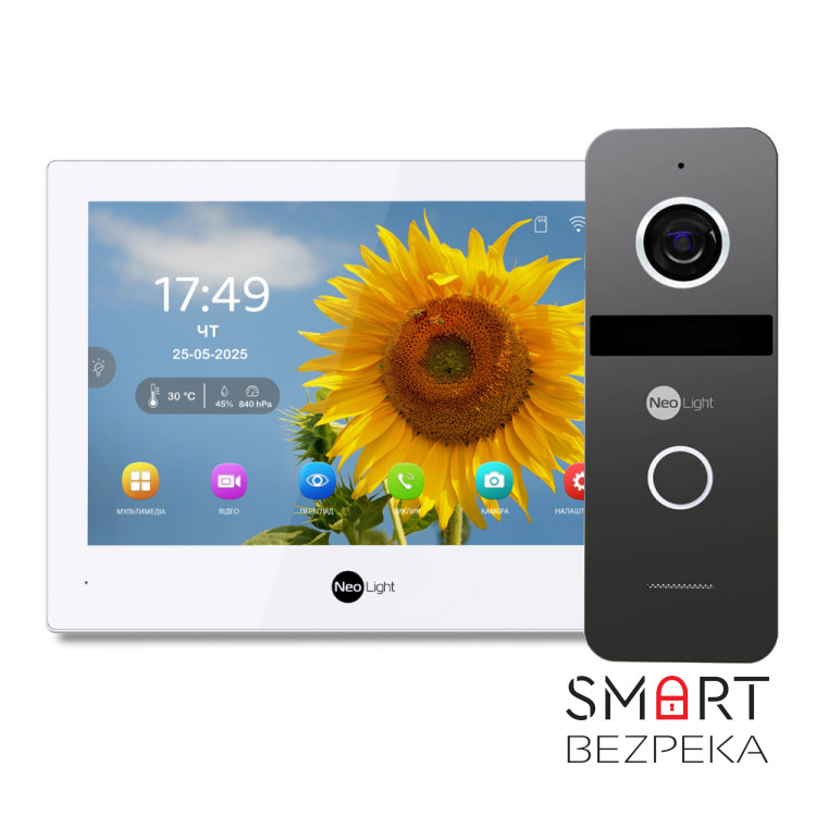 Комплект Neolight ALPHA Hybrid IP KIT Graphite: гибридный видеодомофон 8" с Wi-Fi, 2 Мп видеопанель и PoE адаптер для панели вызова