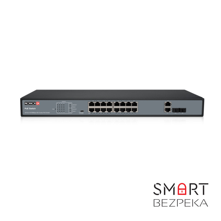 Неуправляемый PoE-коммутатор Provision-ISR PoES-16250C+2Combo-V2 с 16 портами PoE