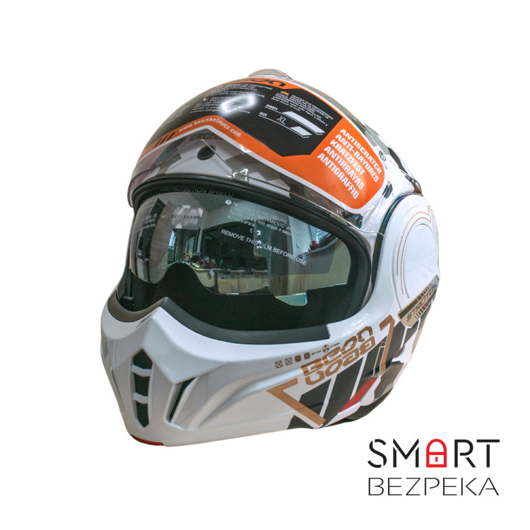 Мотошлем модуляр Beon B-707 213 SHINY WHITE (глянец белый), размер XXL