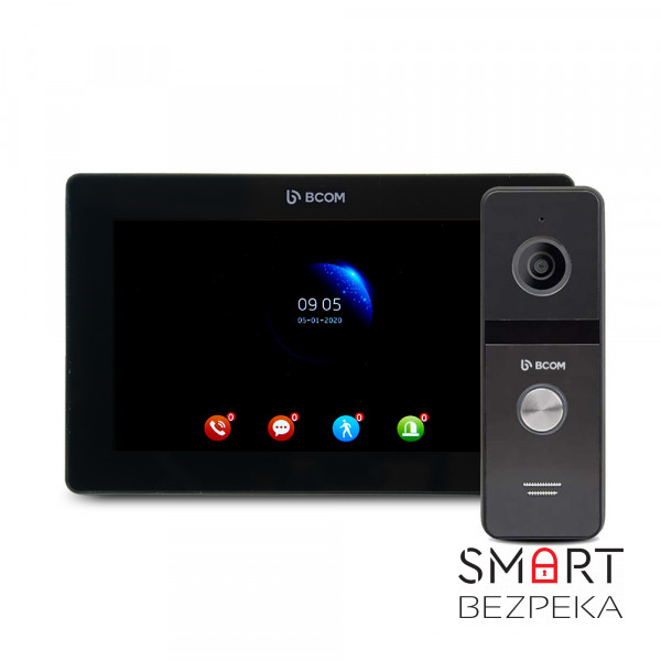 Комплект відеодомофону BCOM BD-770FHD Black Kit: відеодомофон 7" і відеопанель