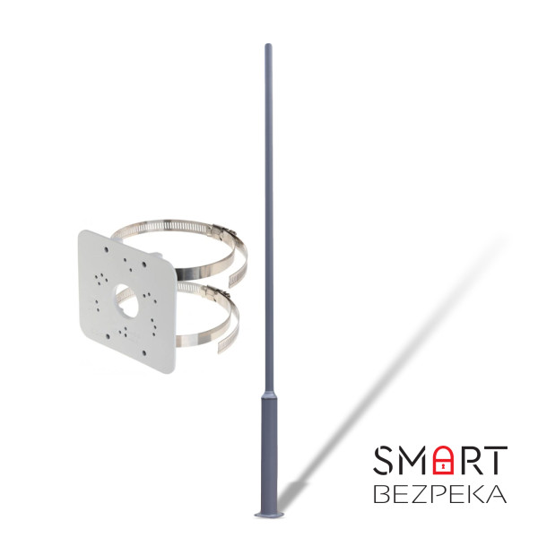 Комплект: Столб парковый Lightwell 4м серый + Кронштейн для установки на столб Dahua PFA152-E