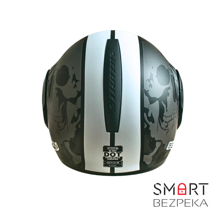 Мотошолом модуляр Beon B-707 81 MATT BLACK/GREY/WHITE (матовий чорний/сірий/білий), розмір L