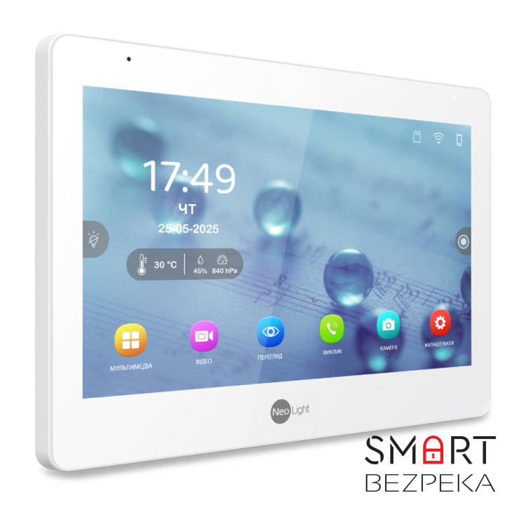 Комплект Neolight MEZZO Hybrid IP KIT Graphite: гібридний відеодомофон 10.1" з Wi-Fi, 2 Мп відеопанель та PoE адаптер для панелі виклику