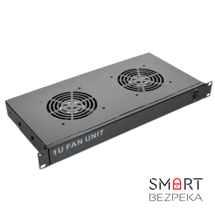 Блок 2-х вентиляторний 1U до шаф з вимикачем, чорний