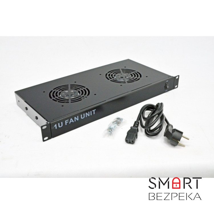 Блок 2-х вентиляторний 1U до шаф з вимикачем, чорний