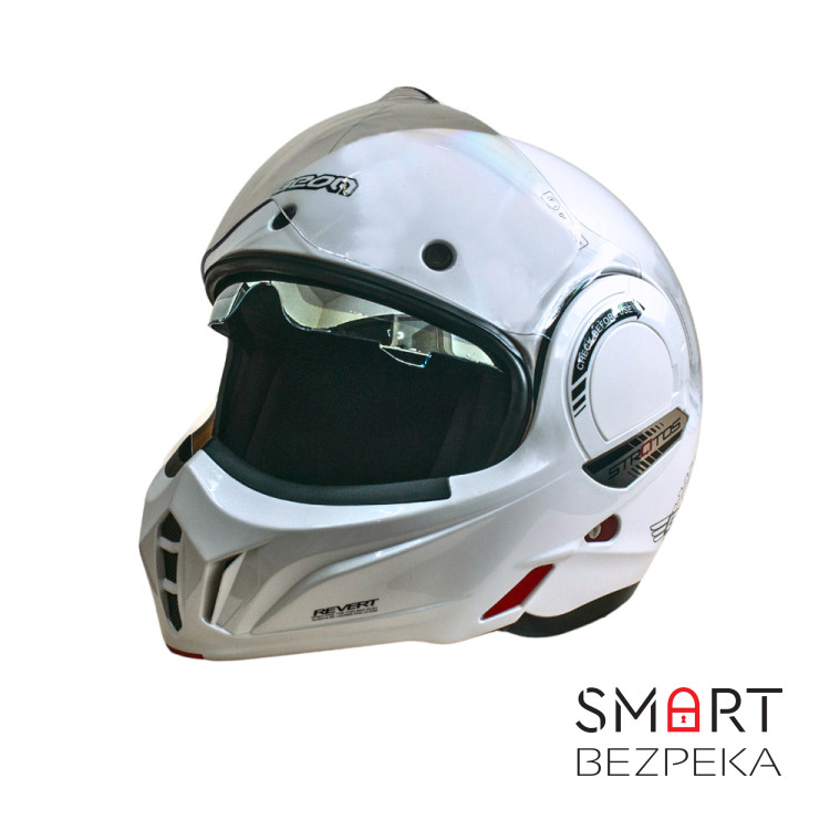 Мотошолом модуляр Beon B-707 BEON LOGO SHINY PEARL WHITE (глянець перламутр/білий), розмір XXL