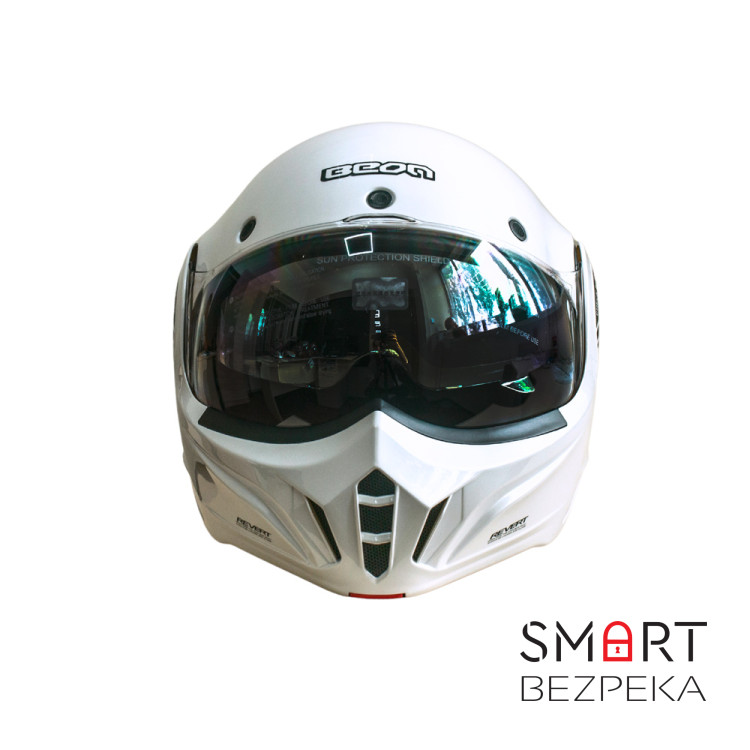 Мотошолом модуляр Beon B-707 BEON LOGO SHINY PEARL WHITE (глянець перламутр/білий), розмір XXL