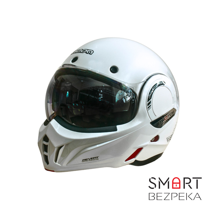 Мотошолом модуляр Beon B-707 BEON LOGO SHINY PEARL WHITE (глянець перламутр/білий), розмір XXL