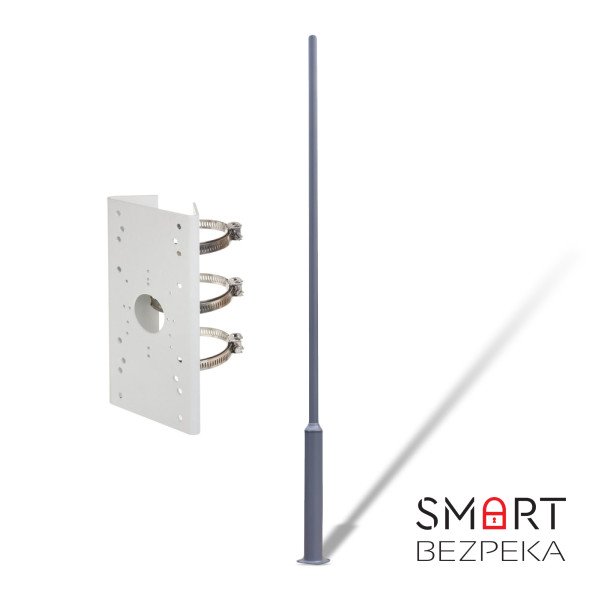 Комплект: Стовп парковий Lightwell 4м сірий + Кронштейн для встановлення на стовп Dahua DS-1275ZJ-SUS